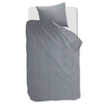 Beddinghouse Bettbezug Frost Blau-Grau Uni Flanell-Baumwolle